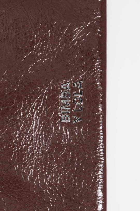 Mocha medium leather zip clutch