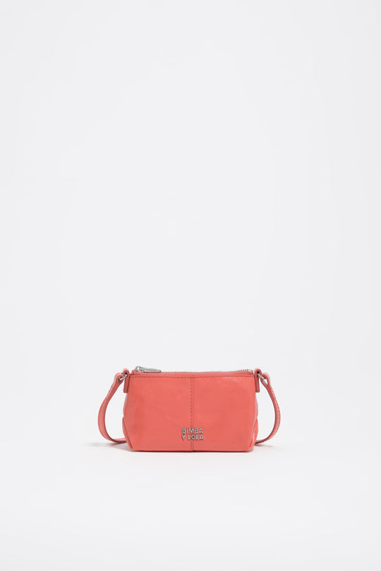 Coral micro leather crossbody bag