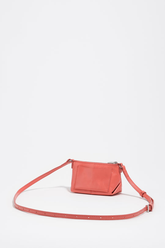 Coral micro leather crossbody bag