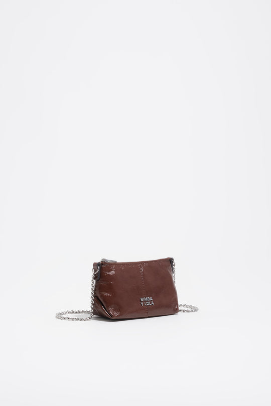 Mocha micro leather crossbody bag