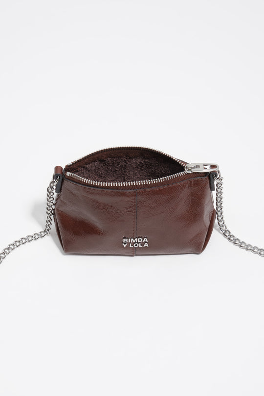 Mocha micro leather crossbody bag