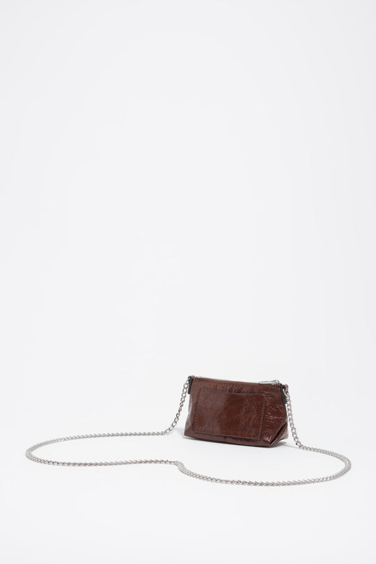 Mocha micro leather crossbody bag