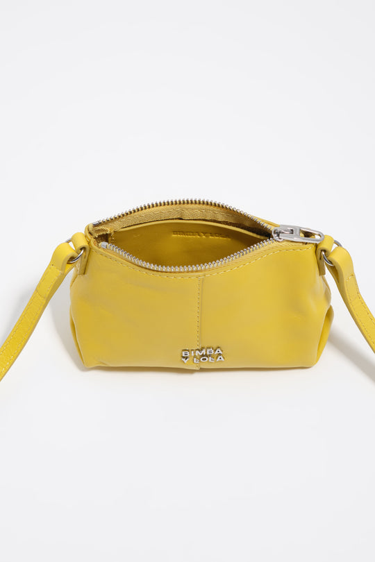 Micro yellow leather crossbody bag