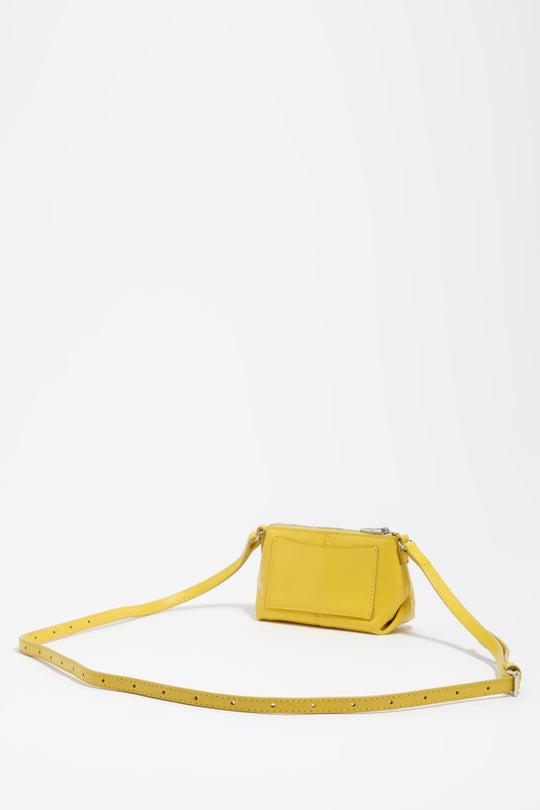 Micro yellow leather crossbody bag