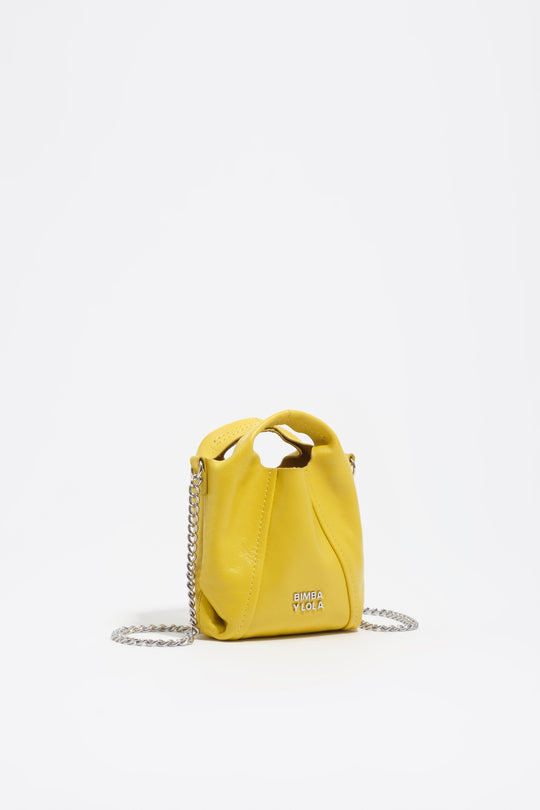 Micro yellow leather Paper crossbody bag