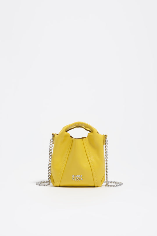 Micro yellow leather Paper crossbody bag