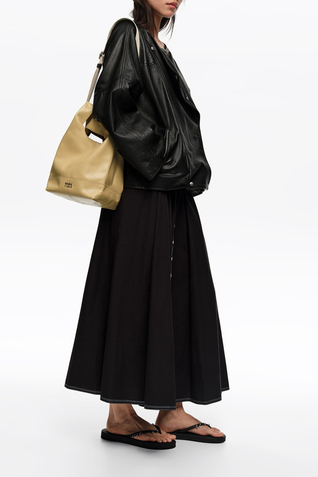Medium oatmeal leather Paper bag