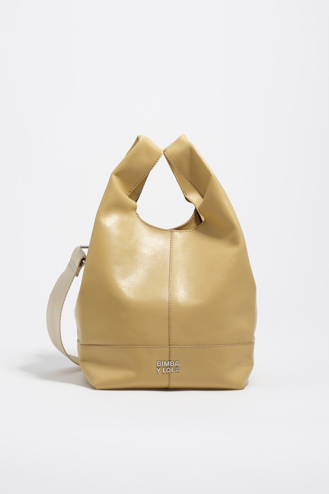 Medium oatmeal leather Paper bag