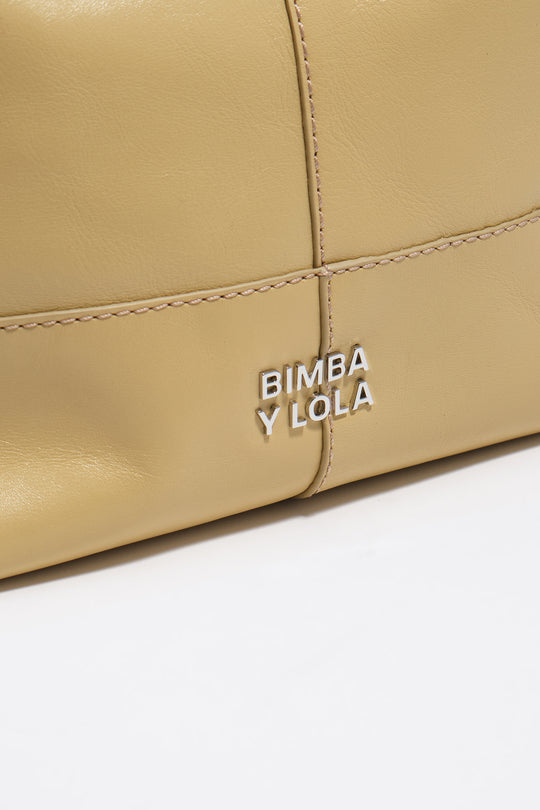 Medium oatmeal leather Paper bag