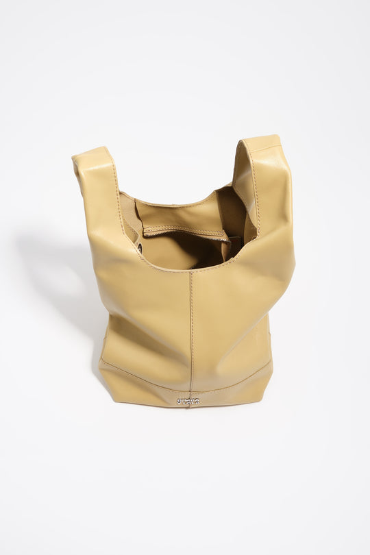 Medium oatmeal leather Paper bag