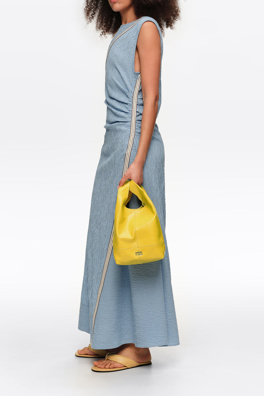 Medium yellow leather Paper crossbody bag