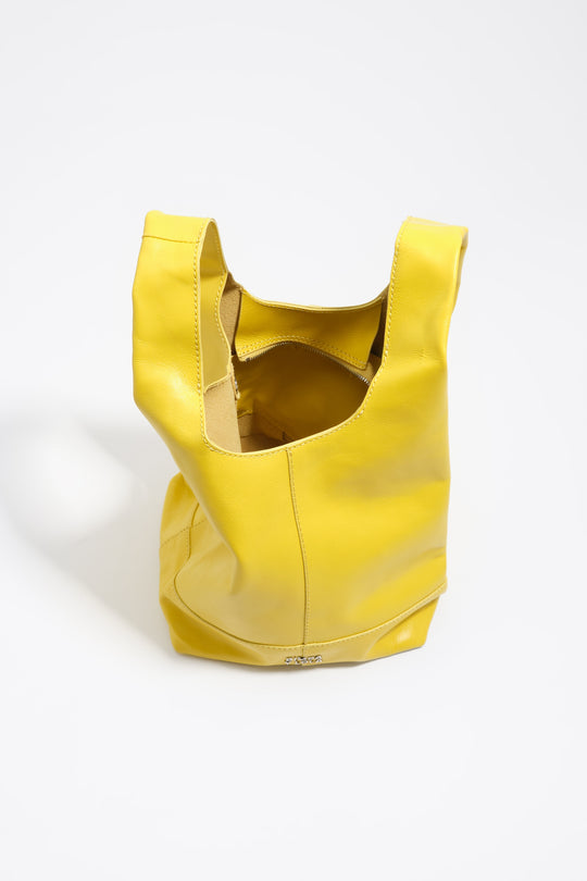 Medium yellow leather Paper crossbody bag
