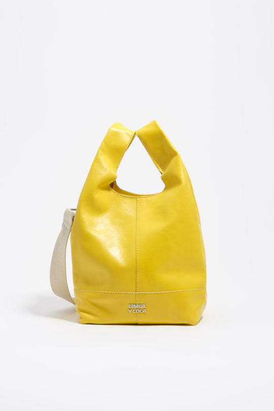 Medium yellow leather Paper crossbody bag