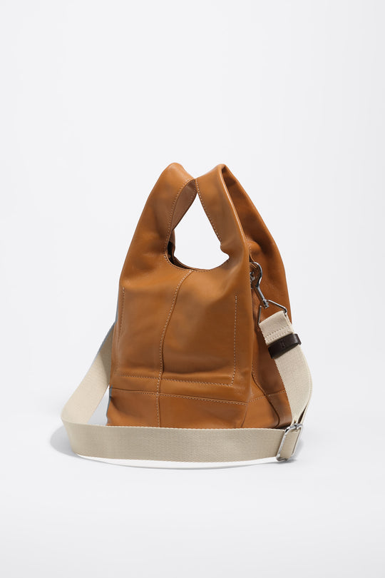 Medium toffee leather Paper bag