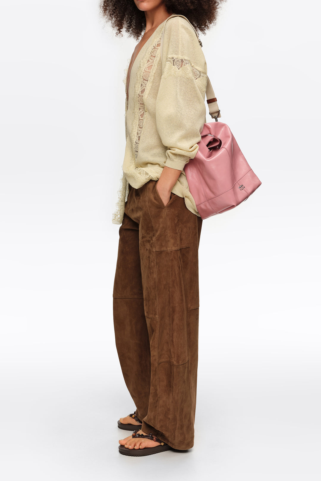 Medium pink leather Paper crossbody bag