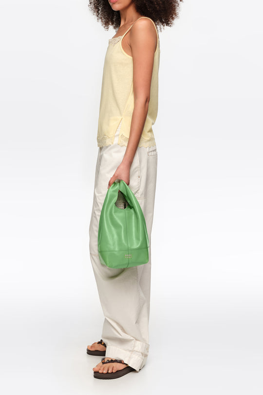 Medium emerald leather Paper crossbody bag
