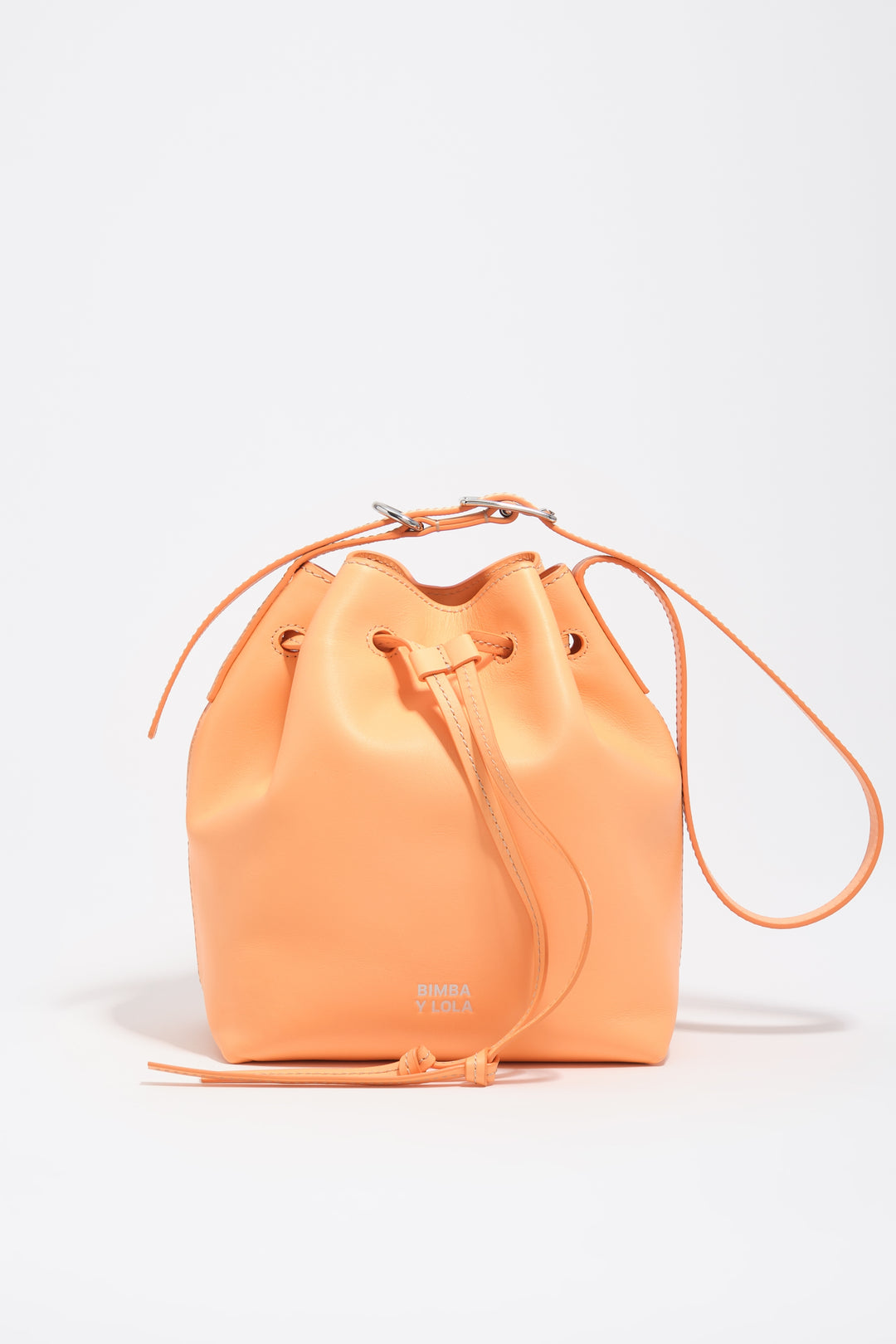 Large orange sorbet leather Carlino bucket bag