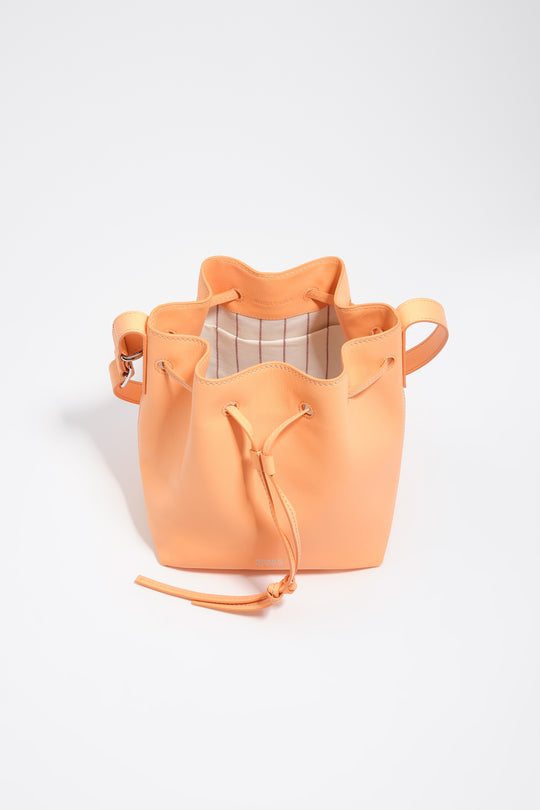 Large orange sorbet leather Carlino bucket bag
