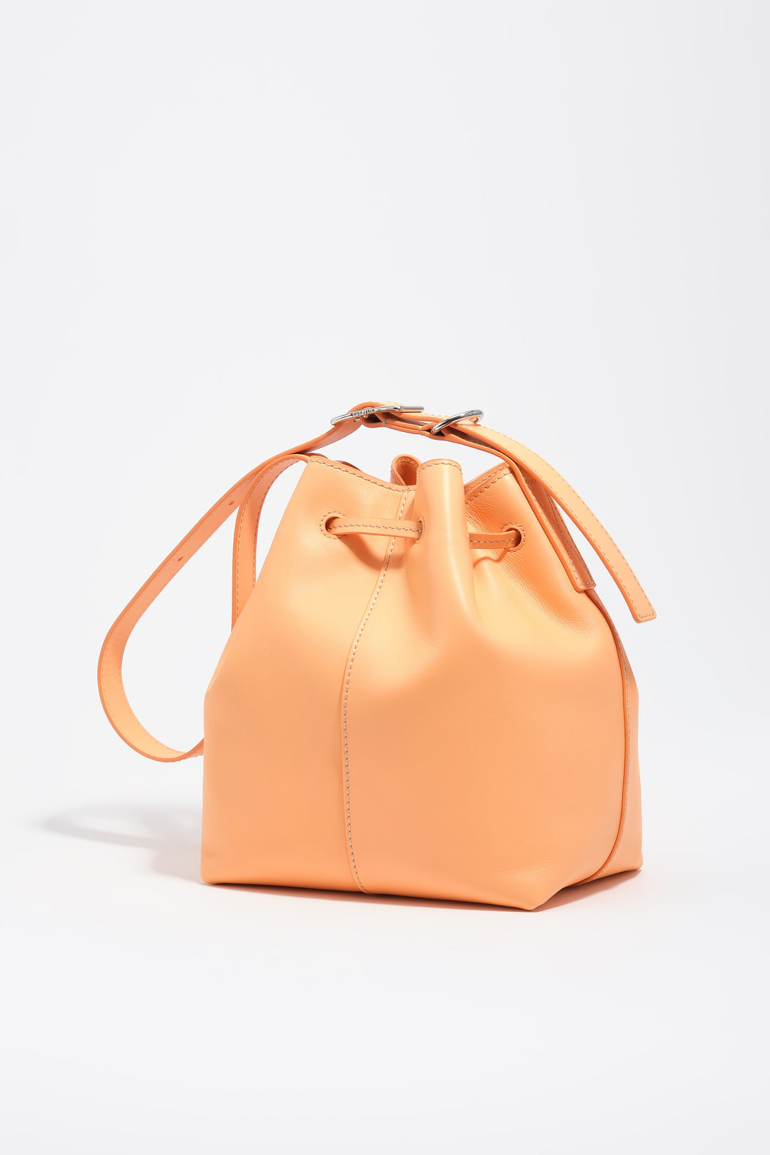 Large orange sorbet leather Carlino bucket bag