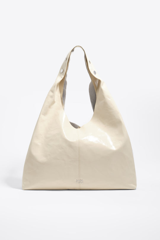 Cream leather maxi bikini Paper bag
