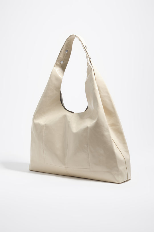 Cream leather maxi bikini Paper bag