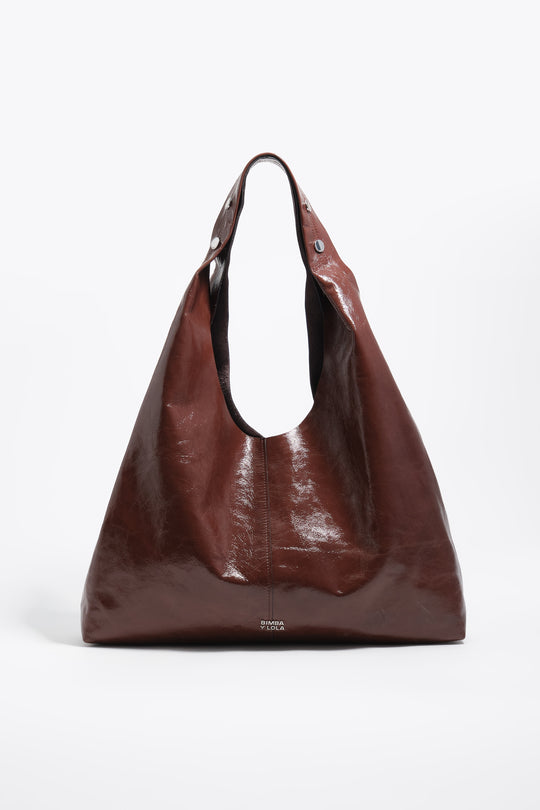 Mocha leather maxi bikini Paper bag