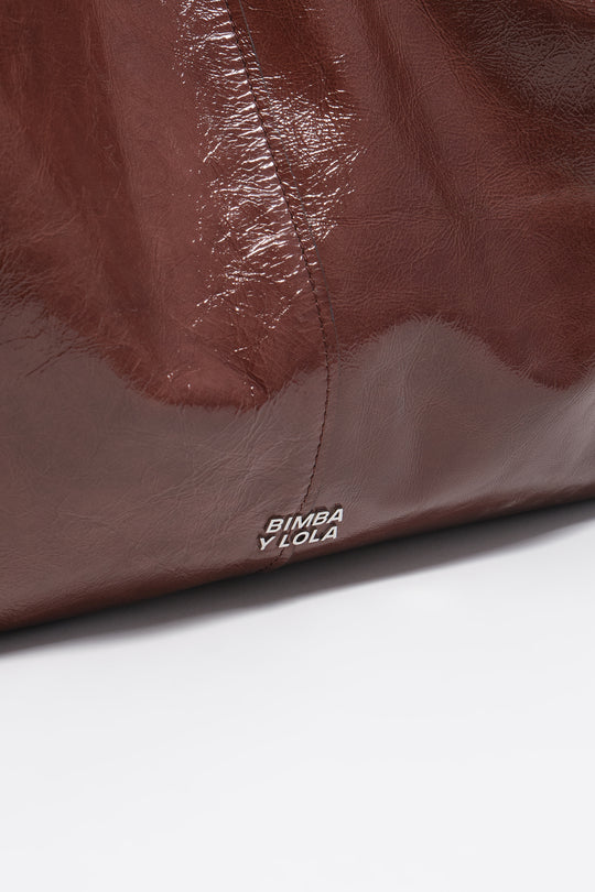 Mocha leather maxi bikini Paper bag