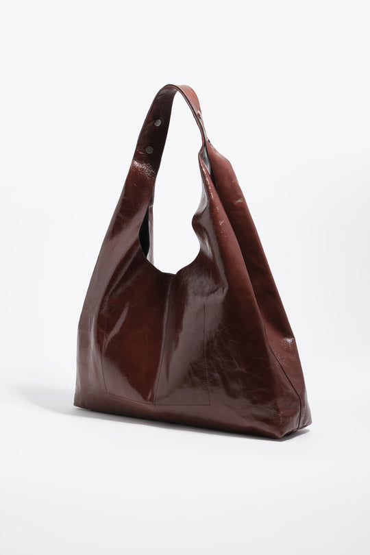 Mocha leather maxi bikini Paper bag