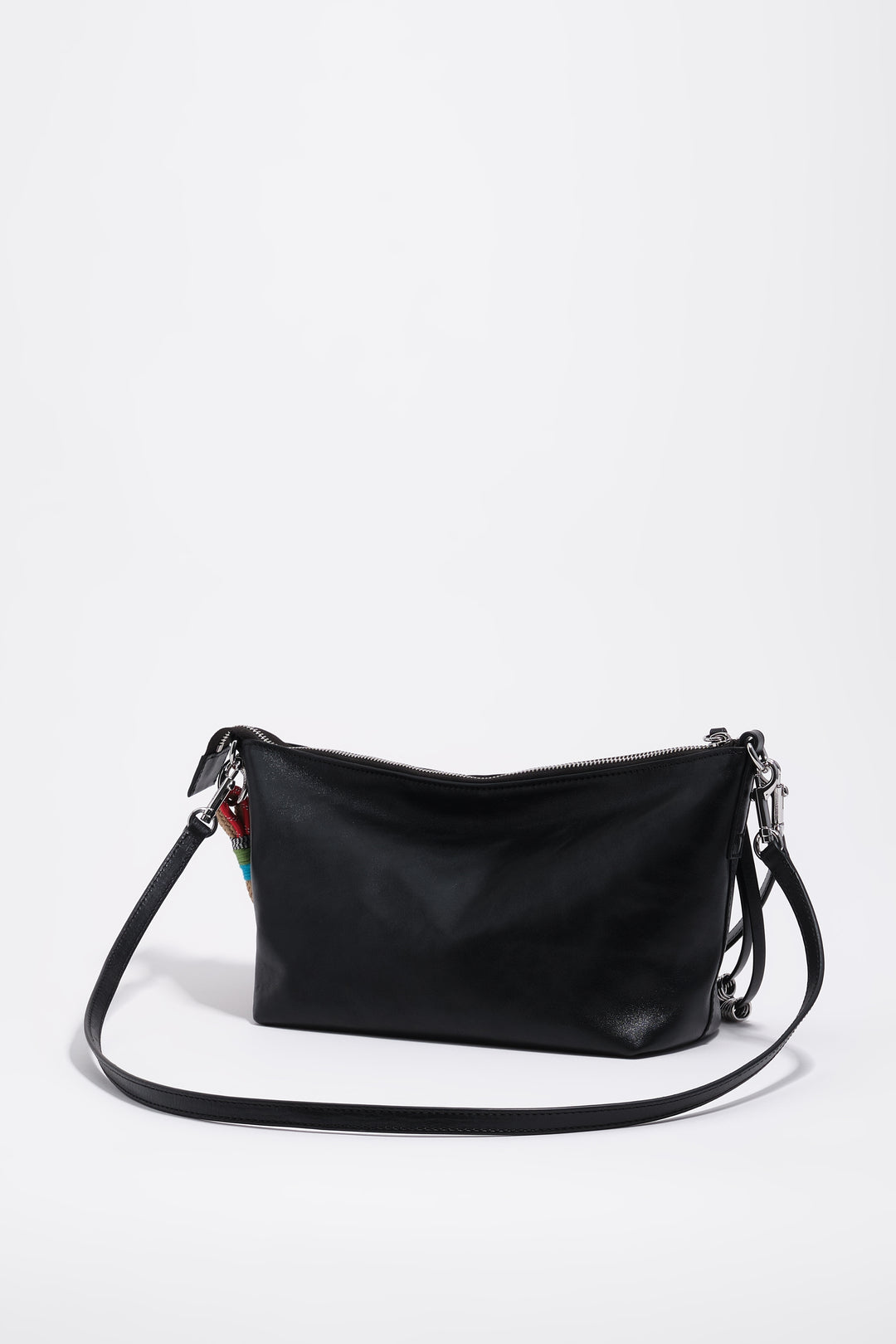 Medium black leather trapecio bag