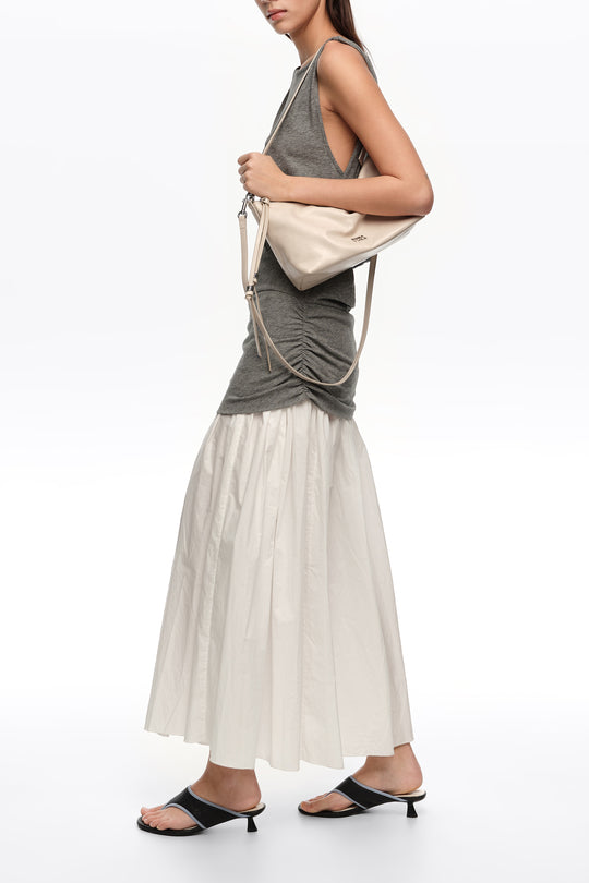 Medium ivory leather trapecio bag