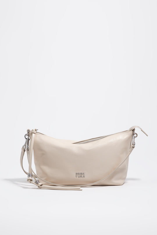 Medium ivory leather trapecio bag