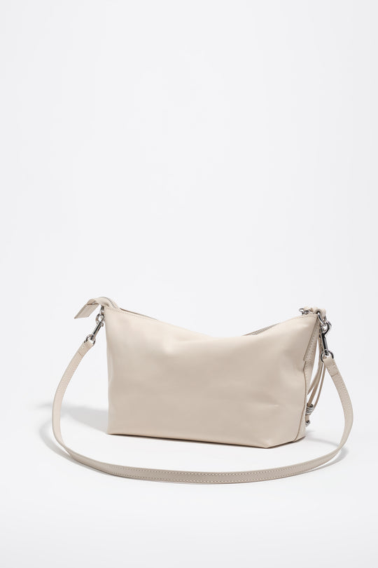 Medium ivory leather trapecio bag