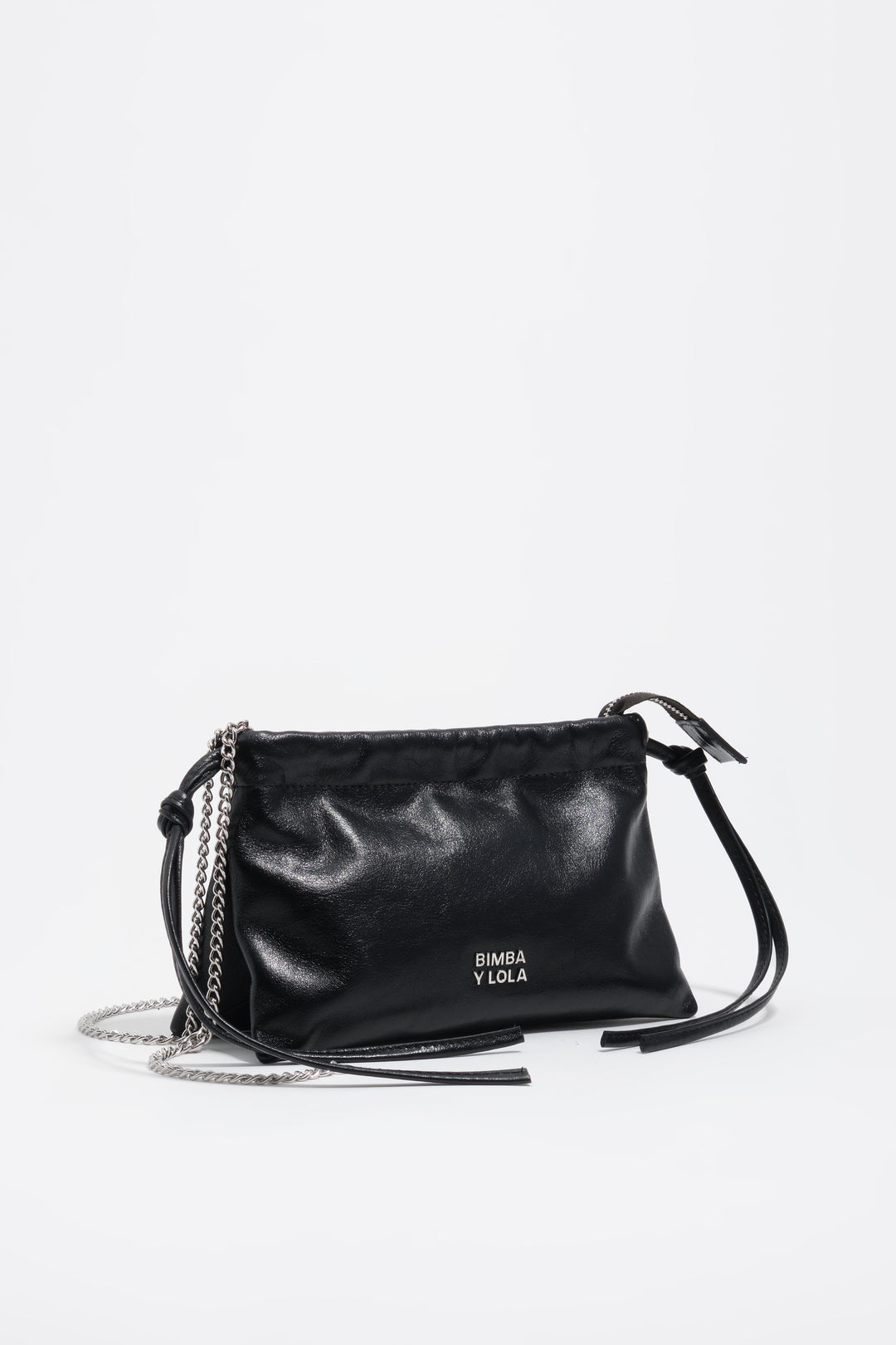 Mini black leather clutch bag