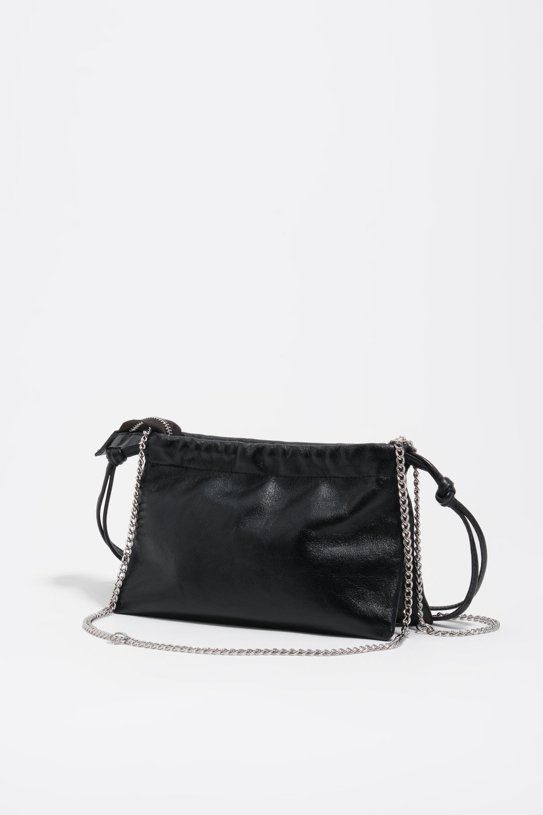 Mini black leather clutch bag