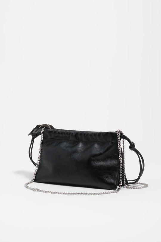 Mini black leather clutch bag