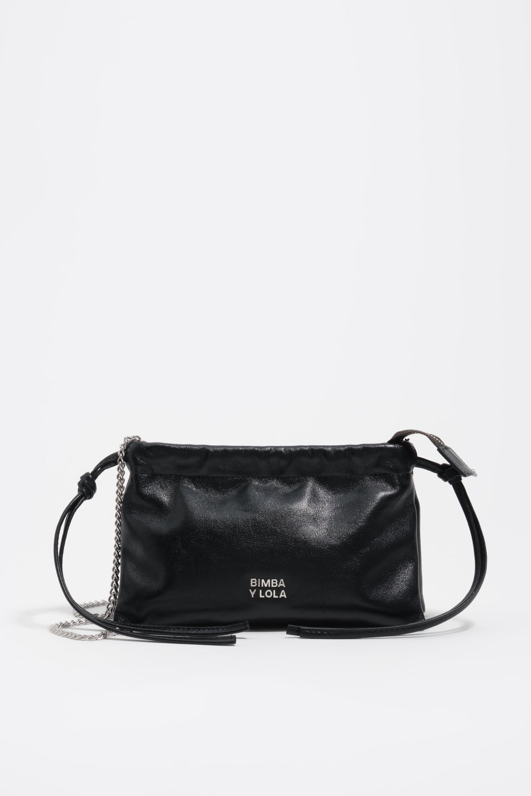 Mini black leather clutch bag