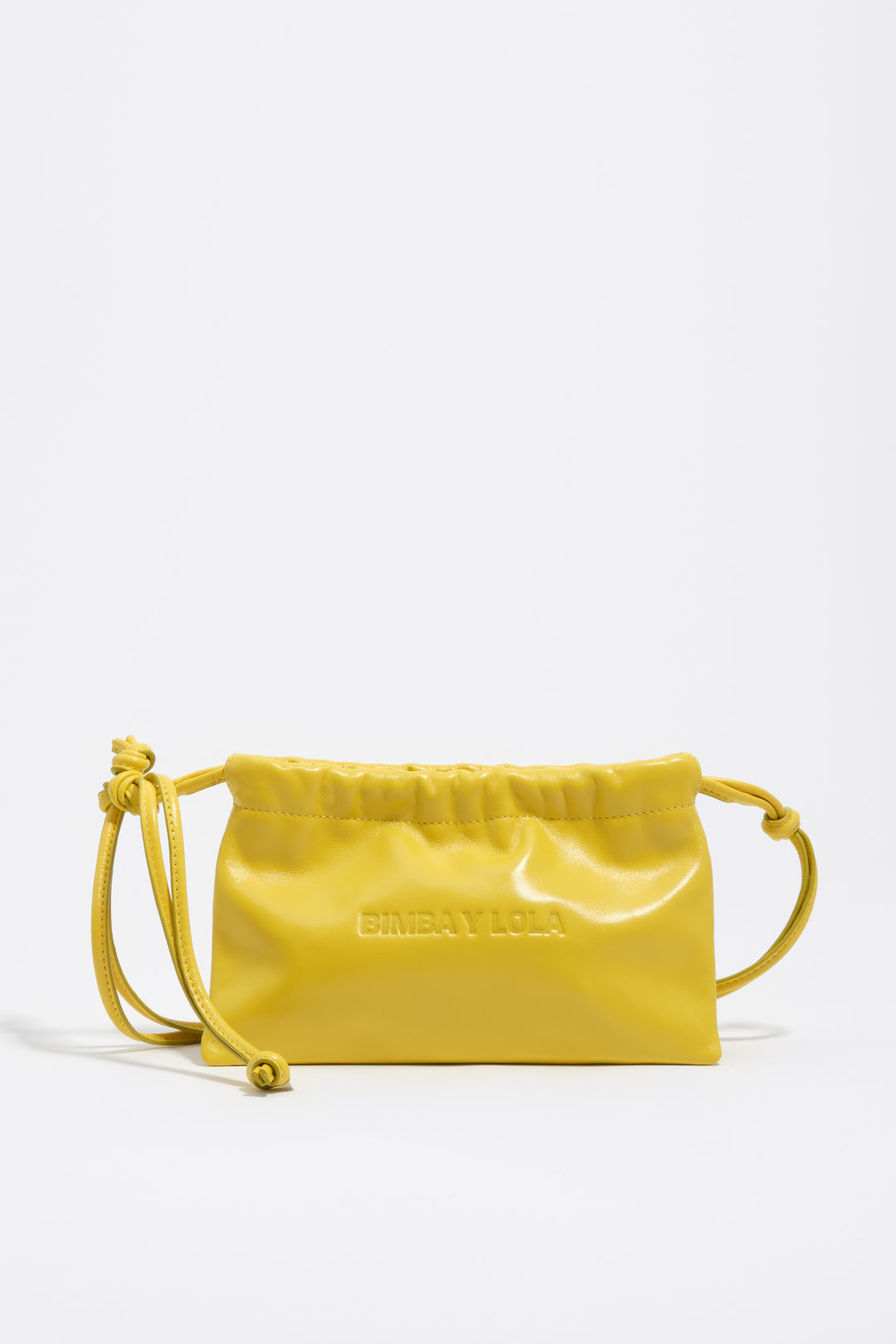 Mini yellow leather clutch bag