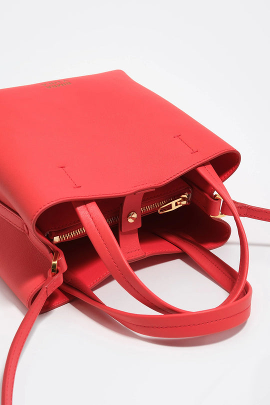 Intense red medium leather Chihuahua bag