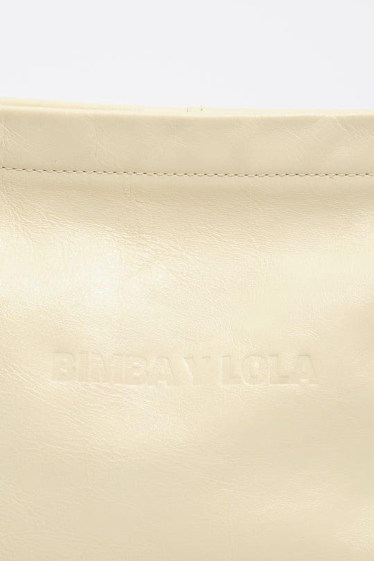 Medium pale yellow leather Paper shoulder bag
