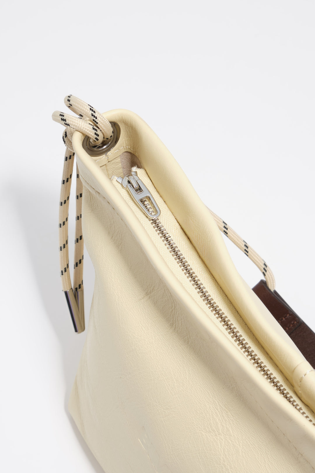 Medium pale yellow leather Paper shoulder bag