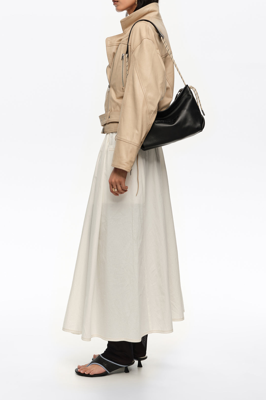 Medium black leather Paper shoulder bag