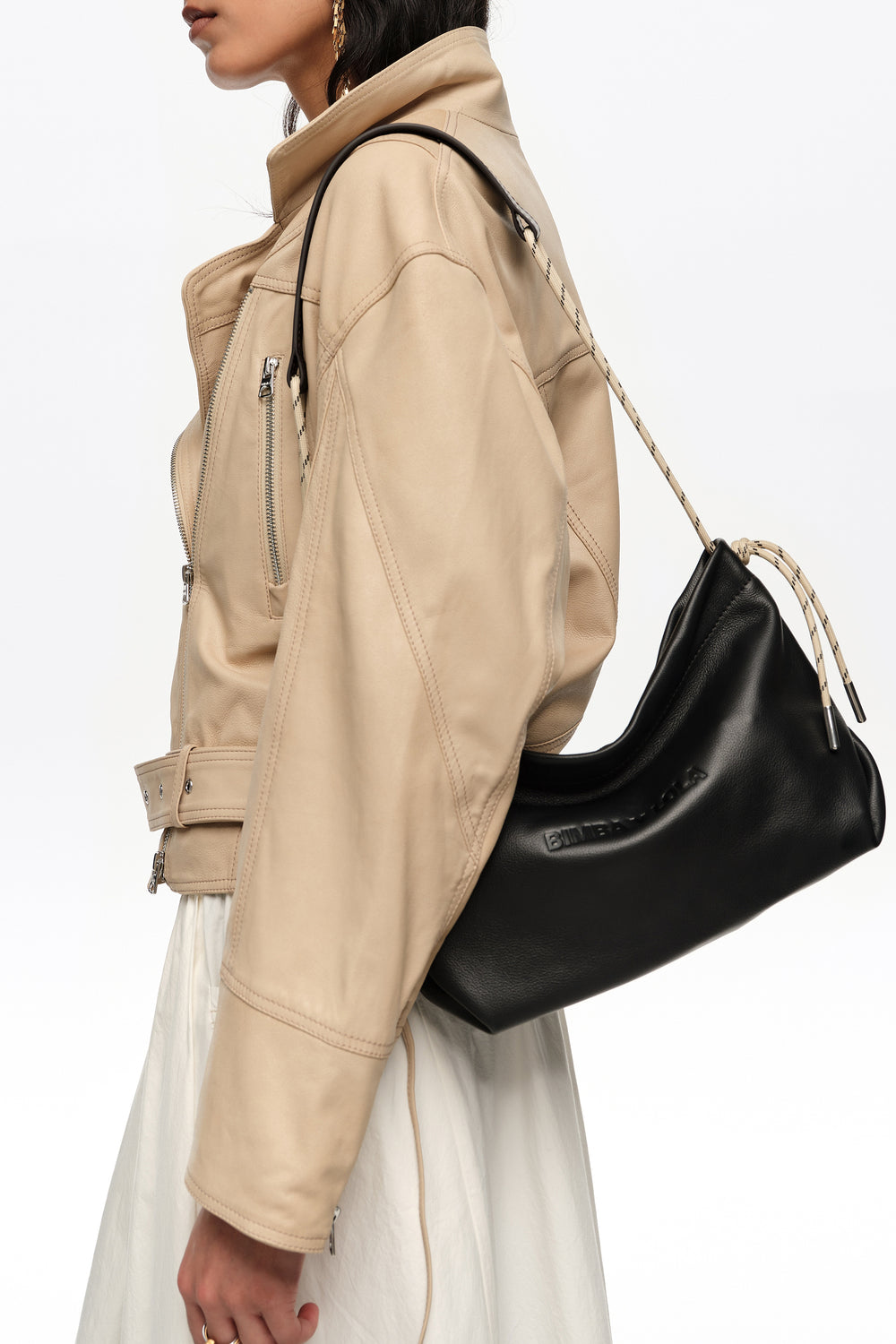 Medium black leather Paper shoulder bag