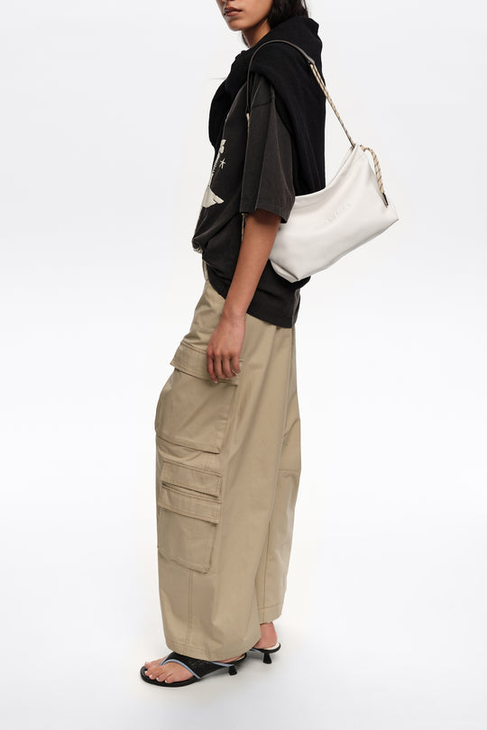 Medium off-white leather Paper shoulder bag