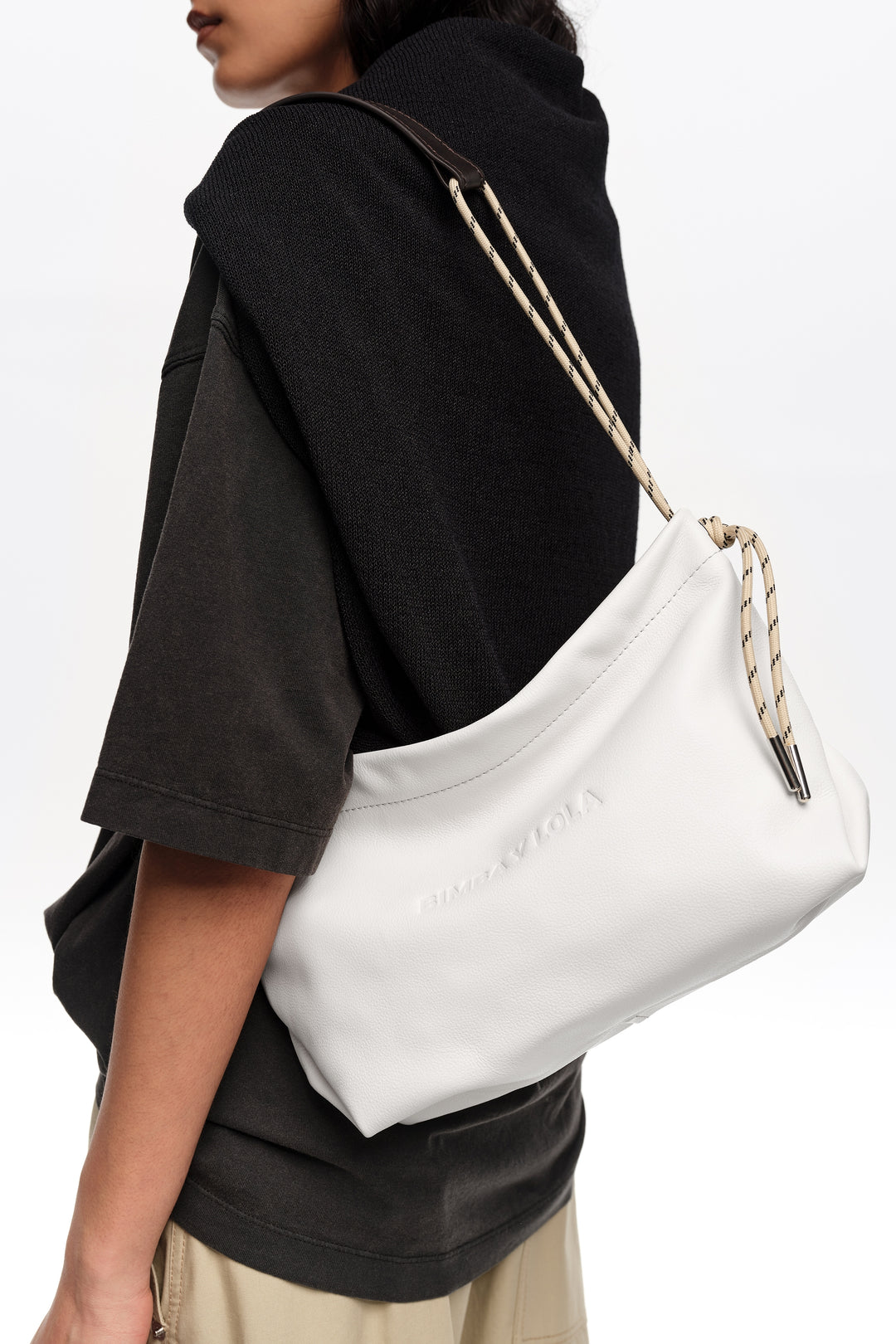 Medium off-white leather Paper shoulder bag