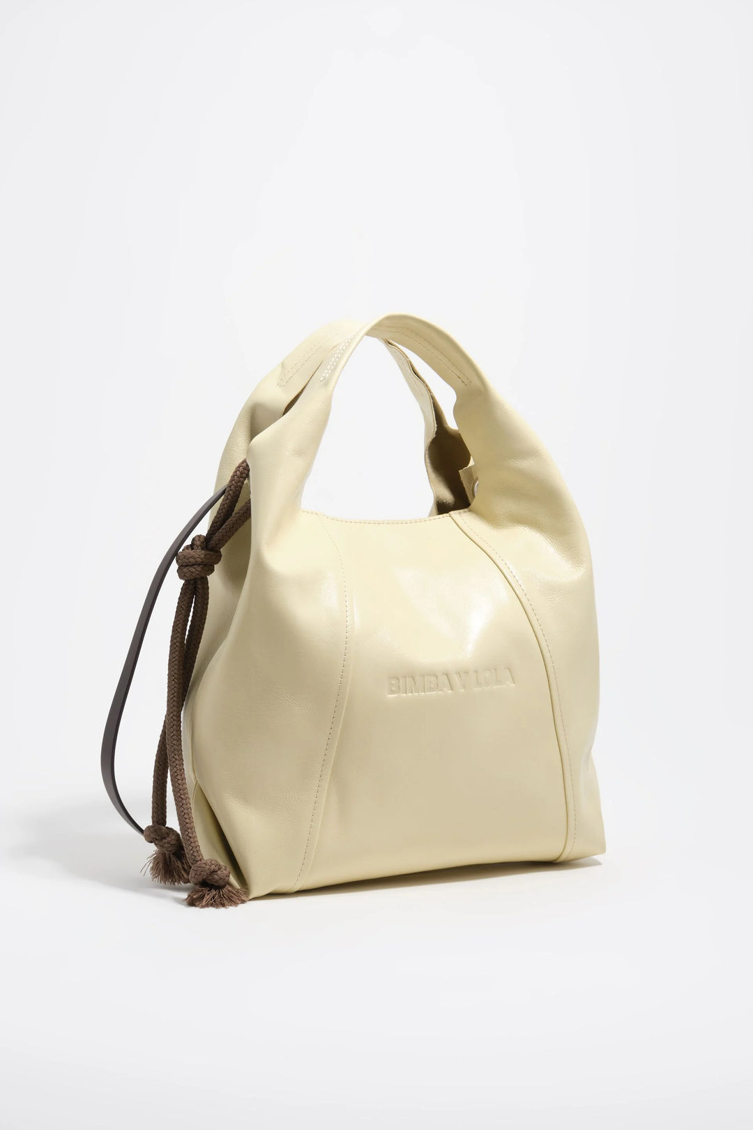 Medium pale yellow leather Paper bag