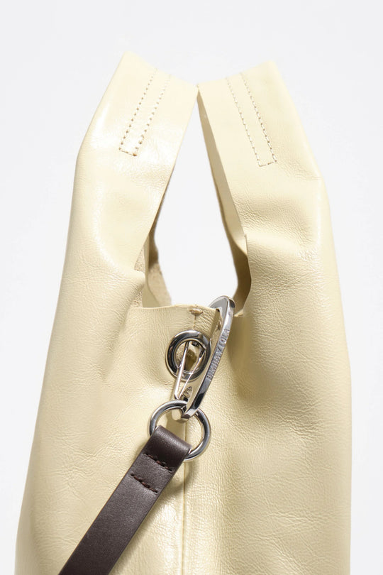 Medium pale yellow leather Paper bag