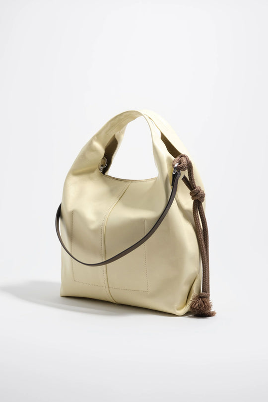 Medium pale yellow leather Paper bag