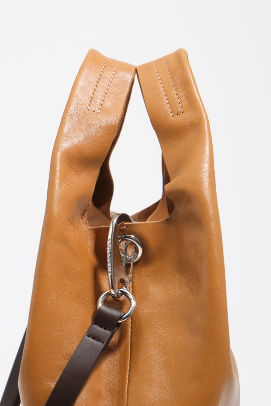Medium toffee leather Paper bag