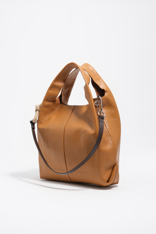 Medium toffee leather Paper bag