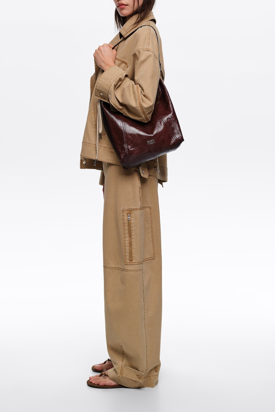 Medium mocha leather Paper bag